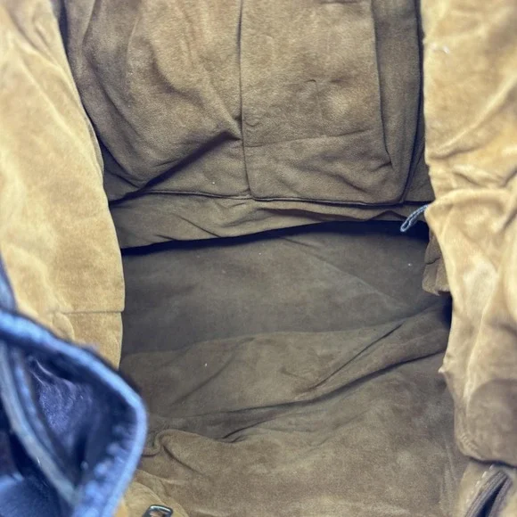 Patricia Nash Bag Womens Medium Dark Brown Suede Bucket Drawstring Fringe - Picture 12 of 16